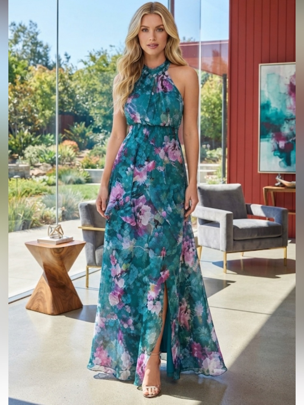 New Adrianna Papell Teal Floral Dress size 10 - Picture 14 of 16